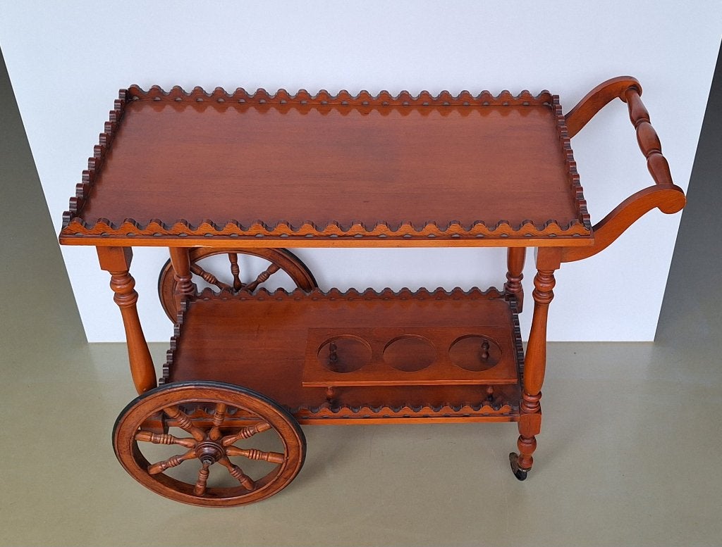 vintage houten serveerwagen barcard dranken-trolley tafel, Ophalen, Gebruikt