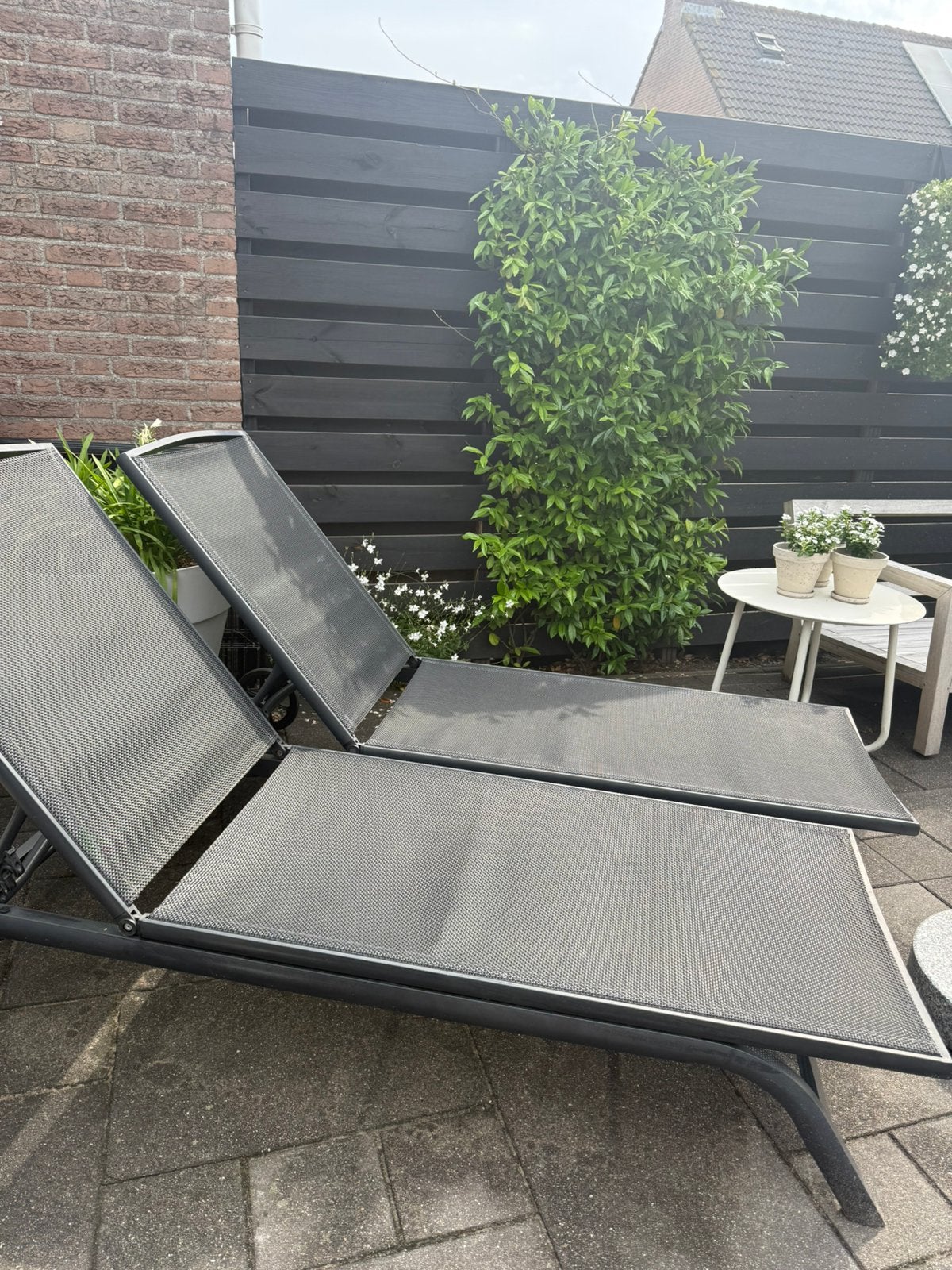 Ligbed aluminium met textileen, Tuin en Terras, Ophalen, Gebruikt, Aluminium