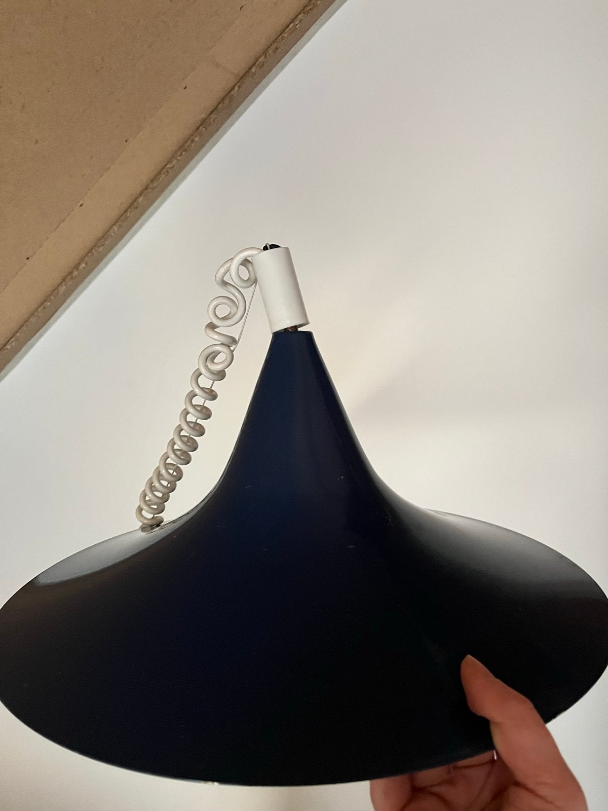 Vintage Blauwe Heksenhoed Hanglamp - Jaren '70 Design, Ophalen of Verzenden, Gebruikt, Metaal, Retro