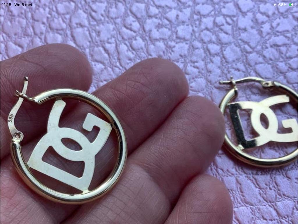 Dolce en Gabbana vintage gouden oorbellen 14 karaat goud 585, Hangers, Verzenden, Zo goed als nieuw, Goud