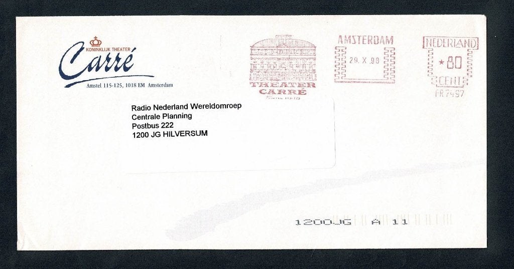 Koninklijk Theater Carré Amsterdam - 29.X.98, Verzenden, Envelop