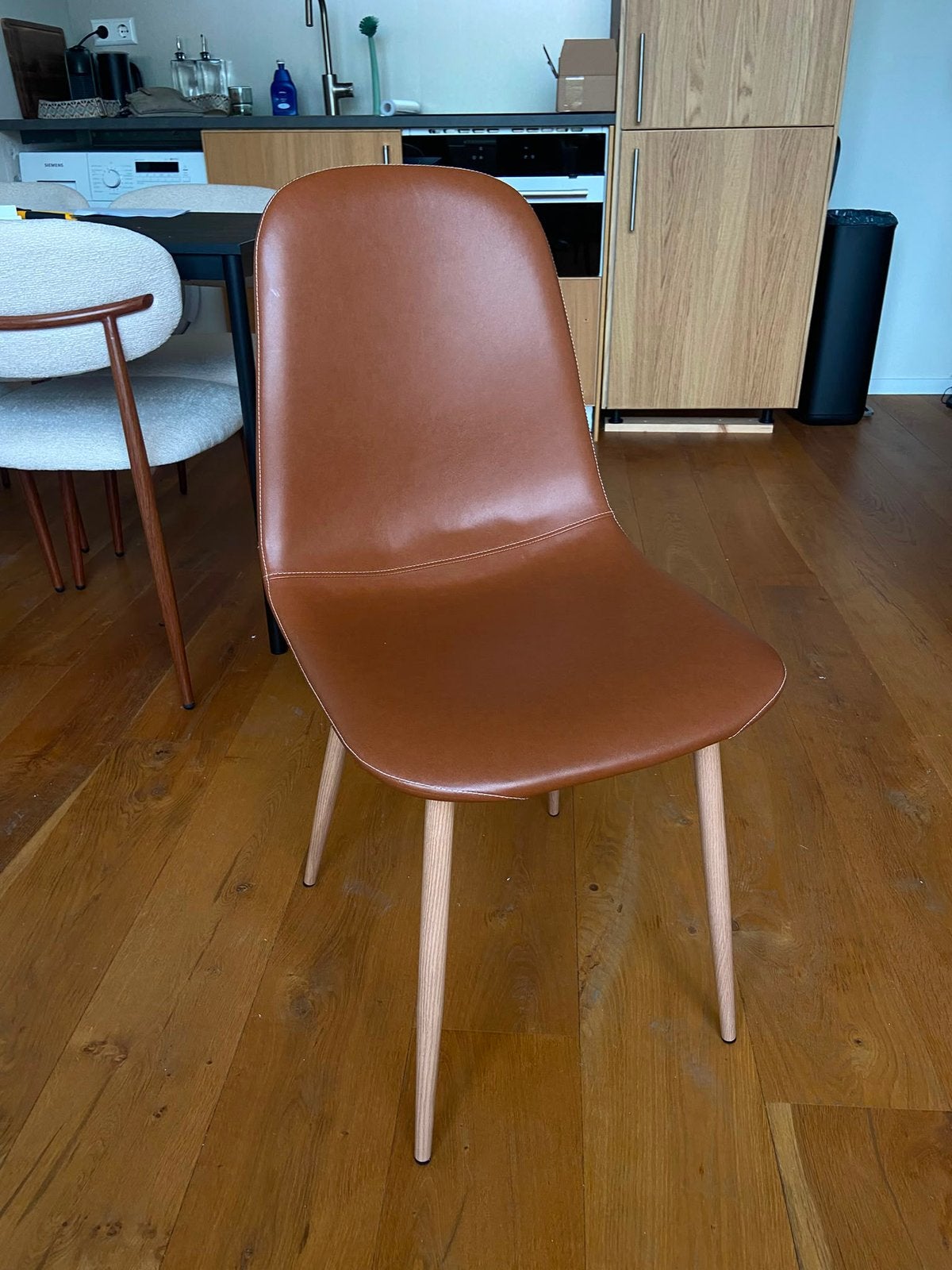 Eetkamerstoelen, Huis en Inrichting, Ophalen, Gebruikt, Leer, Drie