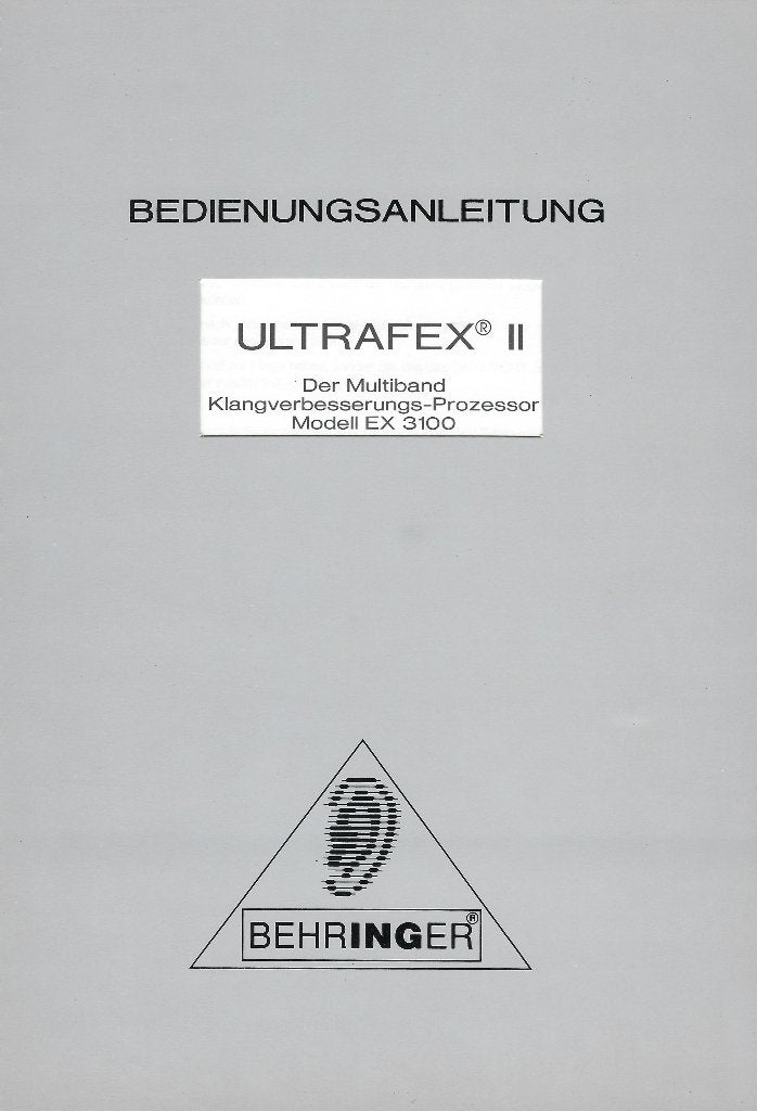 HANDLEIDING BOEK (Anleitung) Behringer - Ultrafex II-EX 3100, Muziek en Instrumenten, Effecten, Ophalen of Verzenden, Zo goed als nieuw