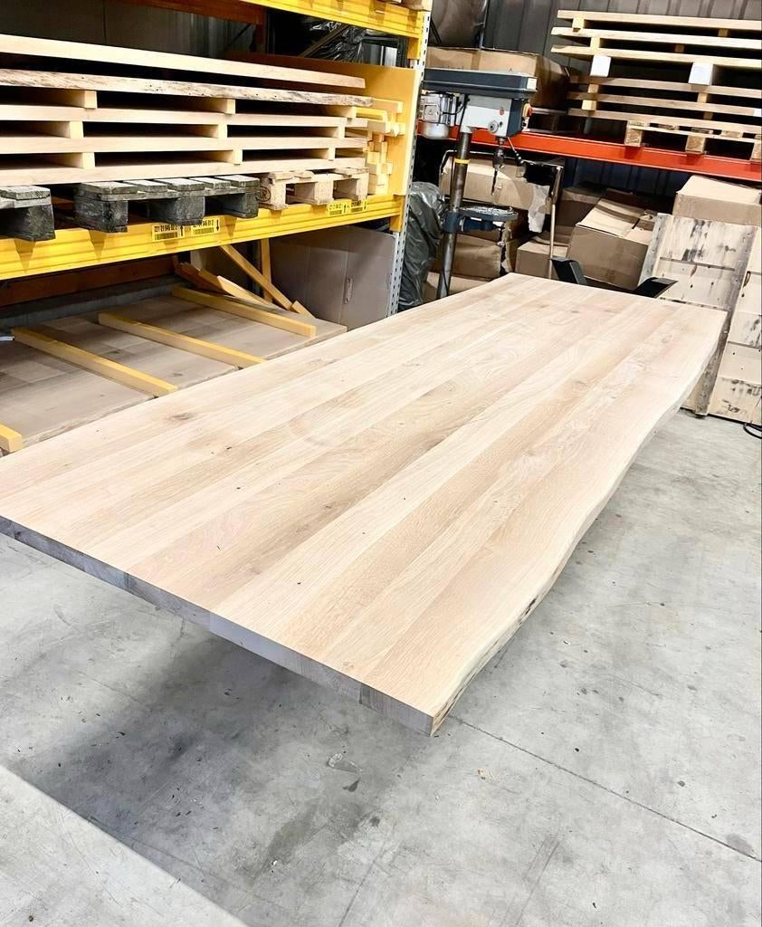 Massief Eiken Tafelblad - Tafelbladen eettafel - Boomstam, Huis en Inrichting, Tafels | Eettafels, Eikenhout, Vijf personen of meer