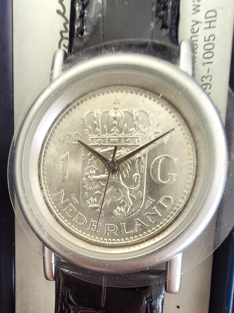 Horloge Zilveren Gulden, Overige merken, Leer, Staal, Polshorloge