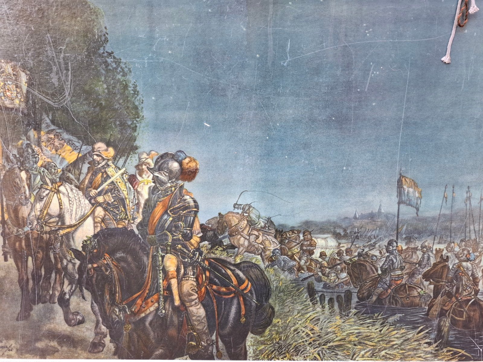 Historische prent: De Prins trekt over de Maas - 1598, Antiek en Kunst, Ophalen of Verzenden