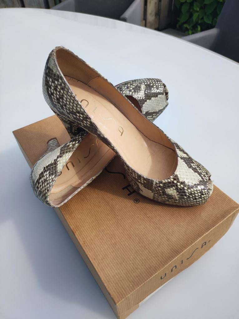 Unisa Peep-toe Pumps met Slangenprint, Pumps, Ophalen of Verzenden, Grijs, Unisa