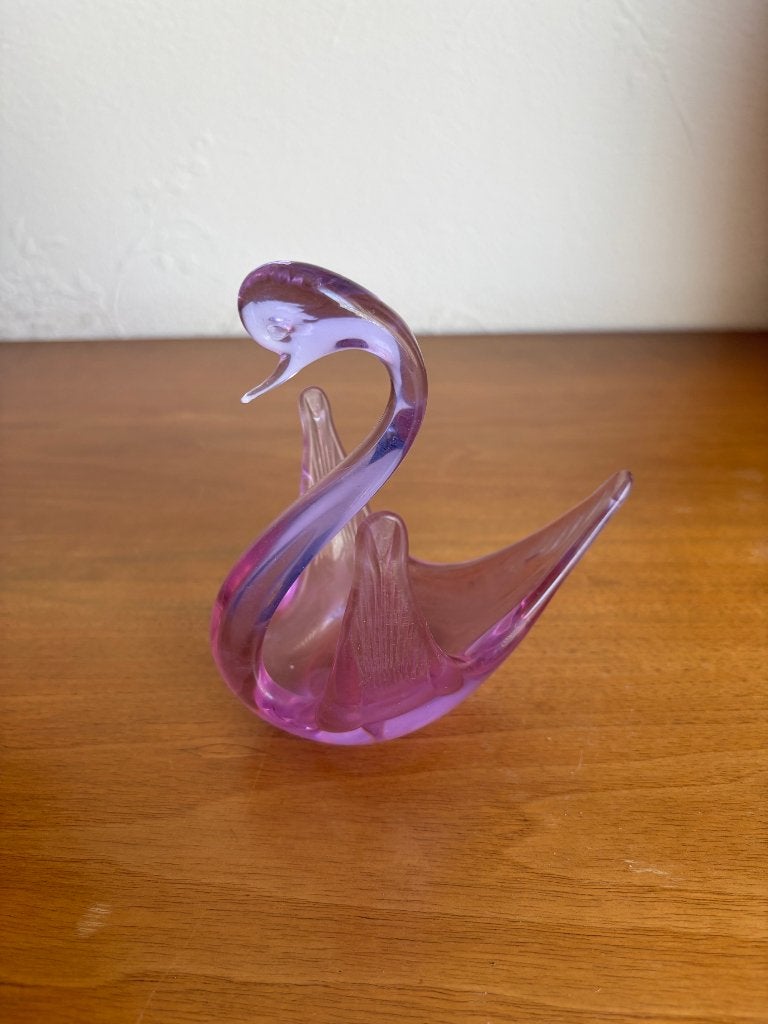 Vintage glazen zwaan  - Alexandriet/Neodymium glas, Ophalen of Verzenden