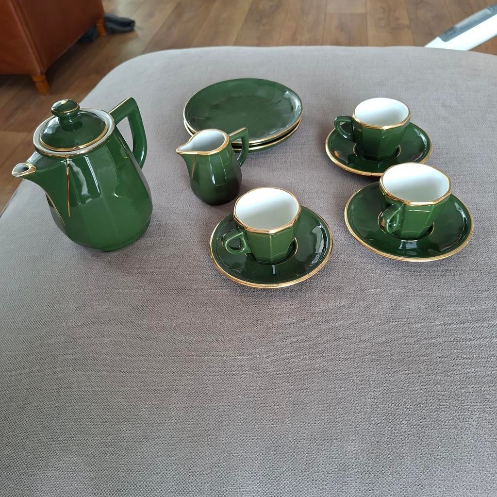 Apilco France Groen Porseleine koffieservies, Ophalen of Verzenden