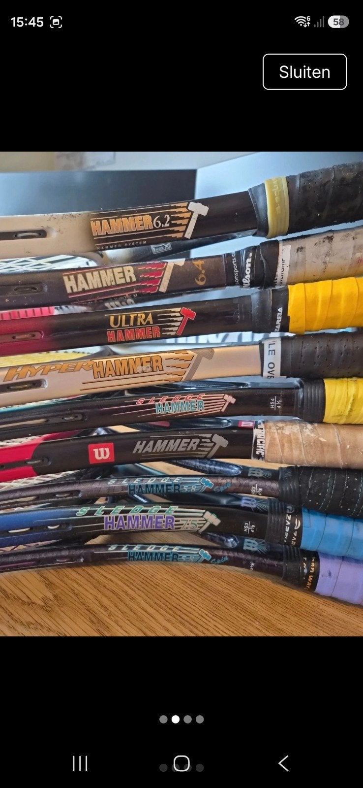 Vintage Wilson Hammer tennisrackets, Ophalen of Verzenden, Gebruikt, Racket, Wilson