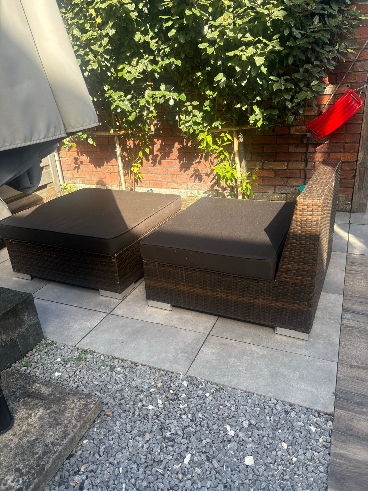 Wicker Loungeset met Kussens, Zo goed als nieuw, Loungeset, Wicker, Bank