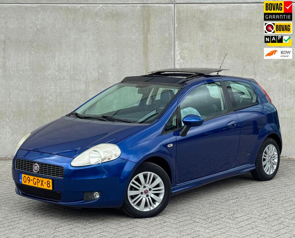 Fiat Grande Punto 1.4 3DR 2008 Blauw PANORAMADAK|NAP|1E EIG., Auto's, Voorwielaandrijving, Grande Punto, Origineel Nederlands