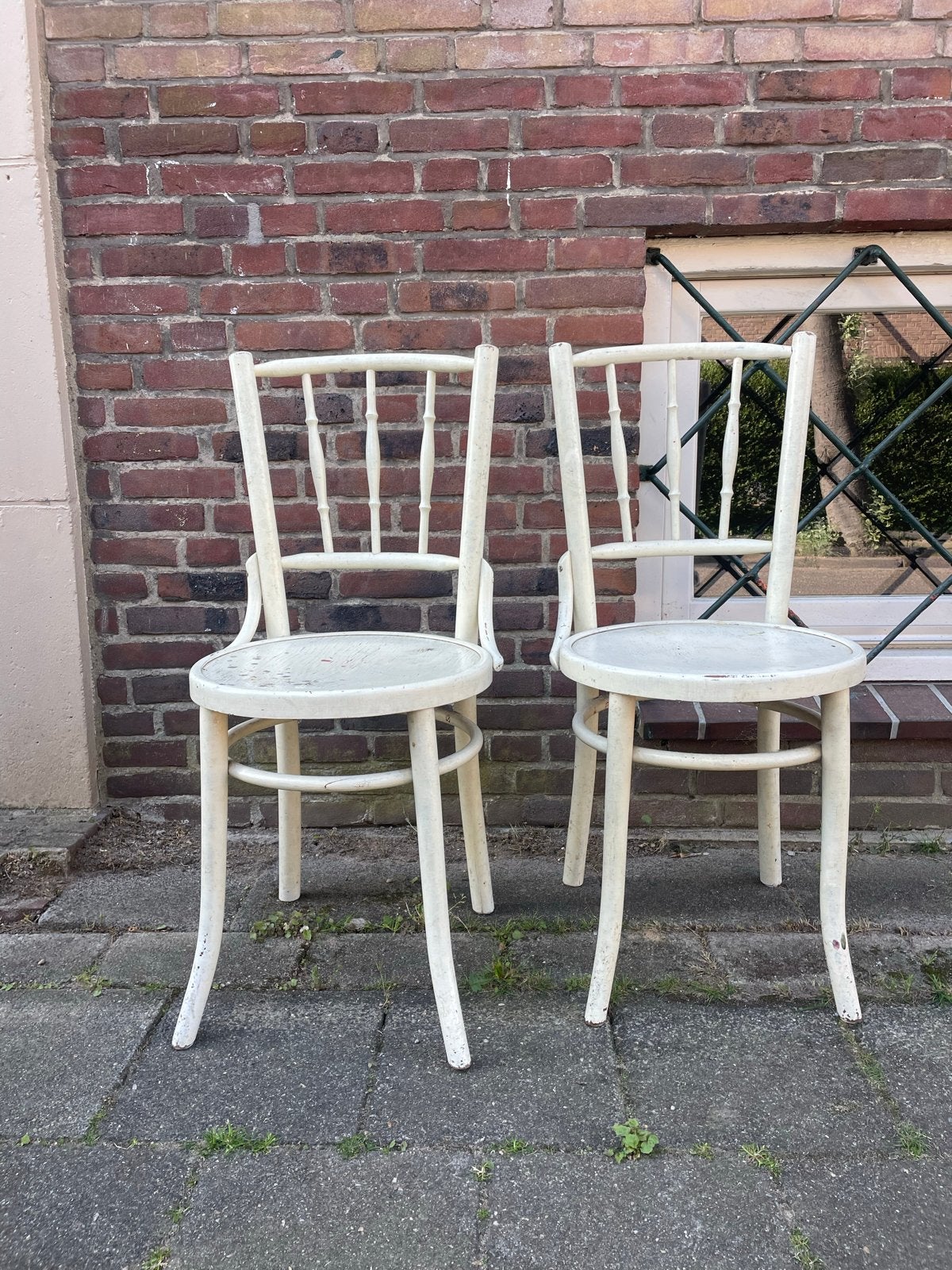 Set van 2 vintage stoelen, wit geverfd, Ophalen