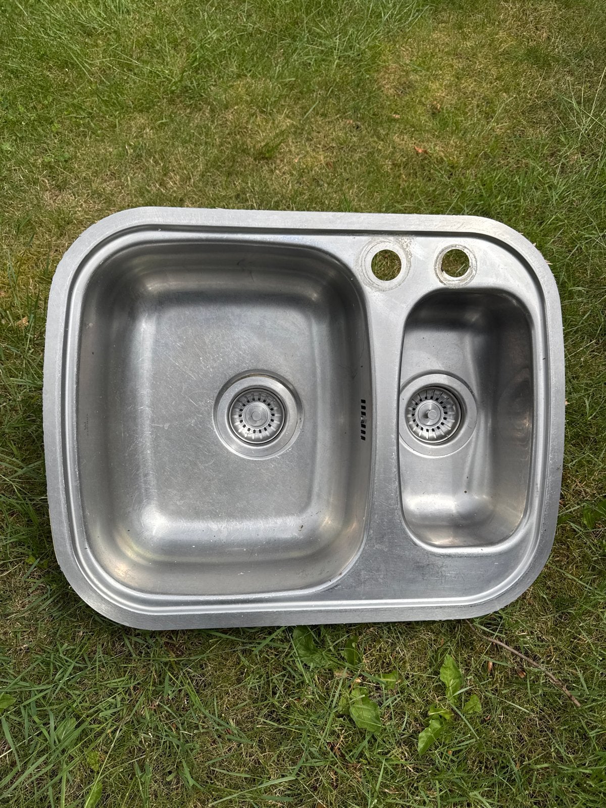 Reginox RVS dubbele spoelbak met sifon, Ophalen, Gebruikt, Rvs, Wastafel