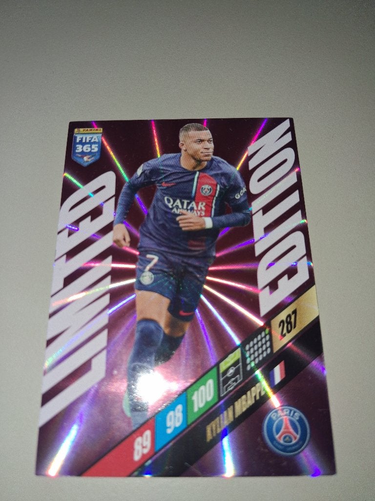 Panini Limited Edition Kylian Mbappe PSG, Ophalen of Verzenden, Zo goed als nieuw, Buitenlandse clubs, Spelerskaart