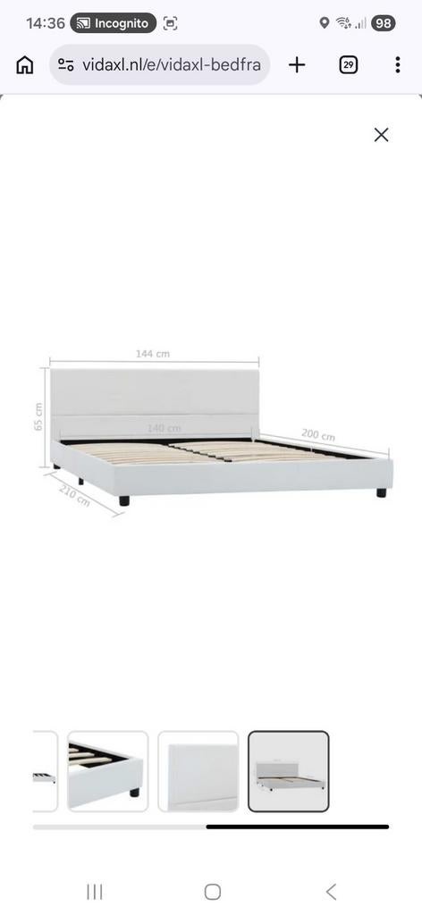 Lederlook Tweepersoonsbed 140x200, Ophalen, Tweepersoons, Hout, 140 cm