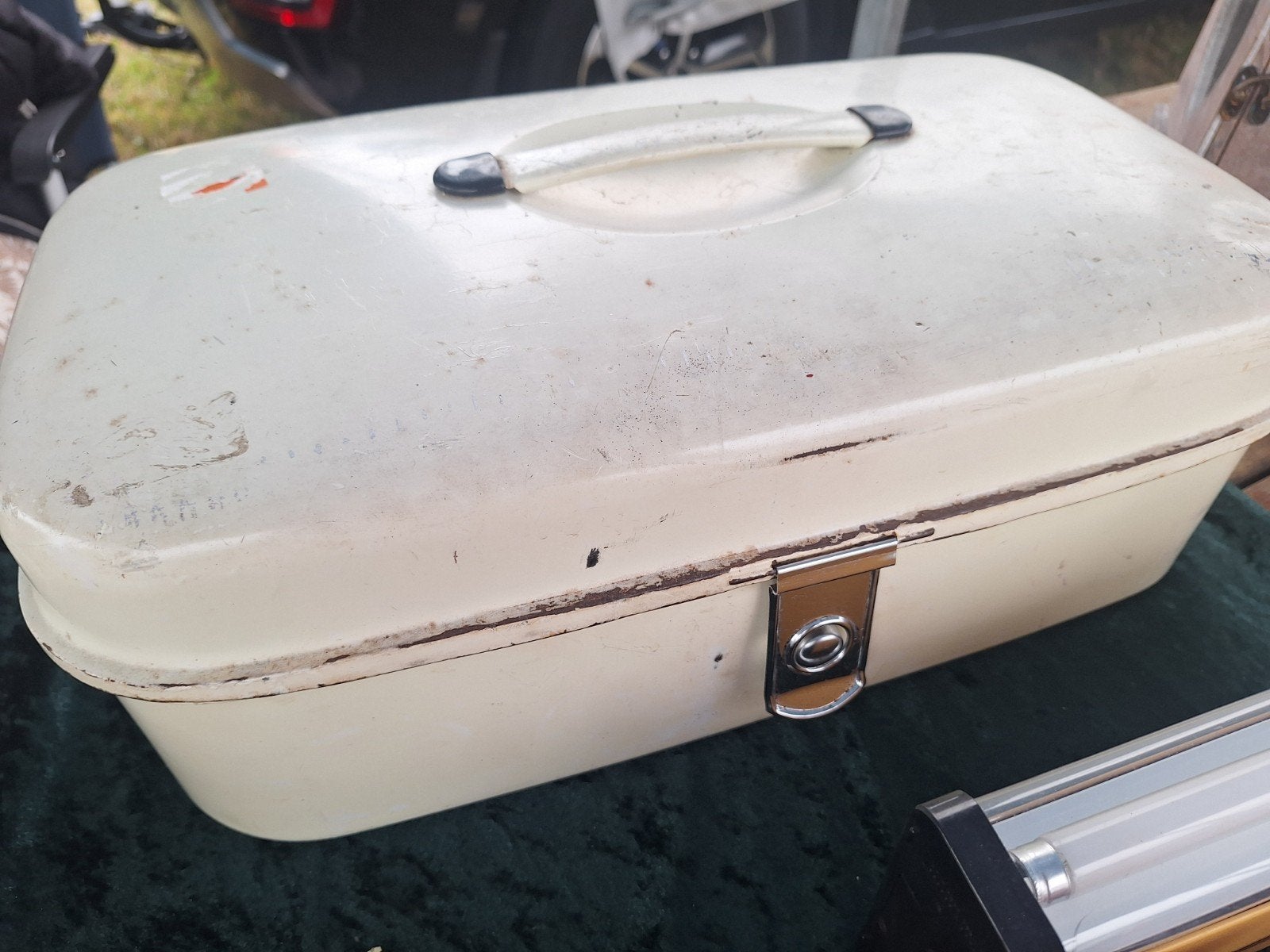 Vintage Broodtrommel Crème Wit - Jaren '50/'60 Stijl, Ophalen of Verzenden