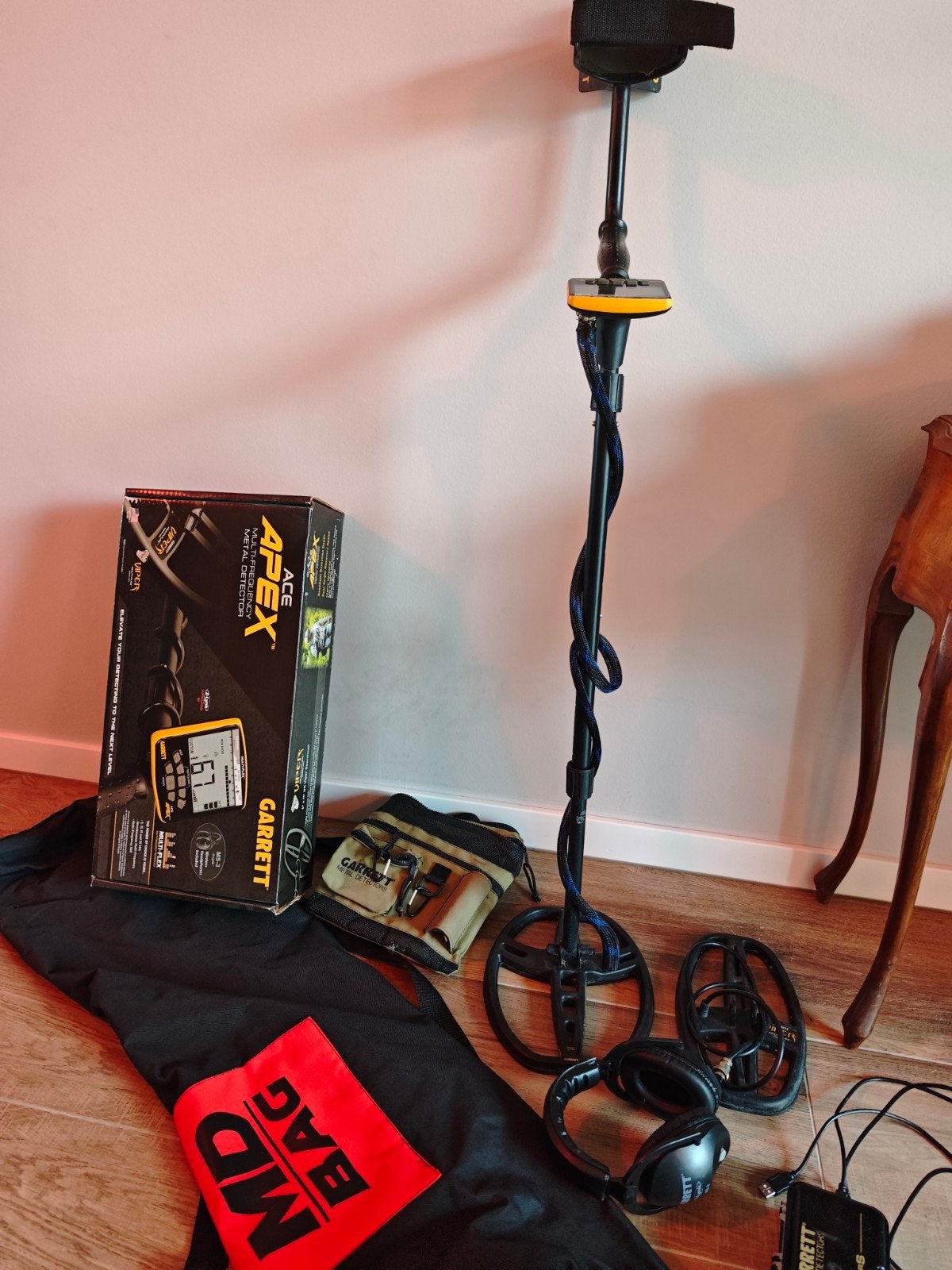 Garrett ACE Apex metaaldetector met accessoires, Ophalen, Gebruikt, Meer dan 30 cm, Discriminatie metaaldetectie