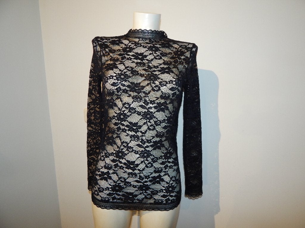 Rosemunde zwart truitje zwarte chique kant voile Nieuw M, Maat 38/40 (M), Verzenden, Zwart, Nieuw