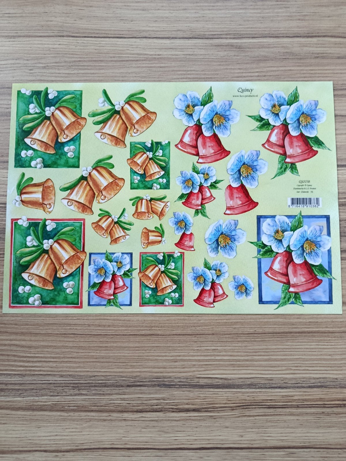 Kerst bellen met bloemen, Knipvellen,, Ophalen of Verzenden, Nieuw, Kerst, Knipvel