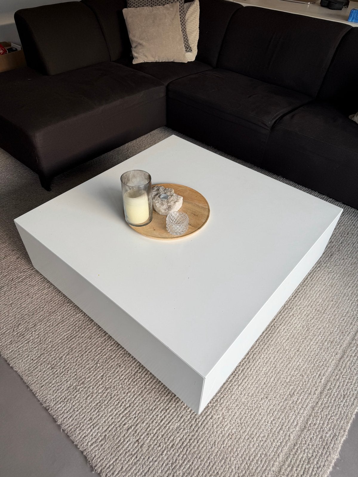 Witte salontafel met lade - 100x100 cm, Huis en Inrichting, Ophalen, Gebruikt, Vierkant, 100 tot 150 cm