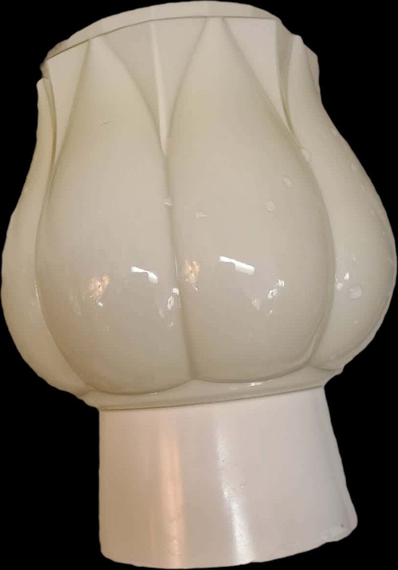 Vintage Opale Glazen Lampenkap - Melkwit Tulp Design, Wit, Gebruikt, Ophalen of Verzenden, Glas