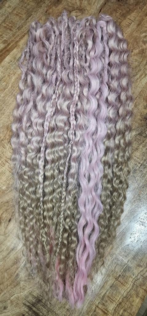 Roze/Blonde Krul Dreads Inclusief Inzetten - Nieuw!, Ophalen of Verzenden, Nieuw, Overige typen
