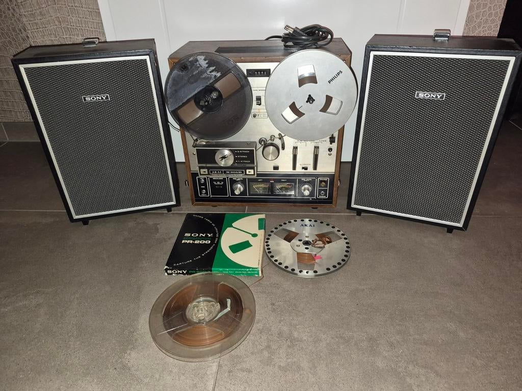 Akai X-201D Bandrecorder met Sony speakers en banden, Audio, Tv en Foto, Bandrecorders, Ophalen of Verzenden, Bandrecorder, Met banden