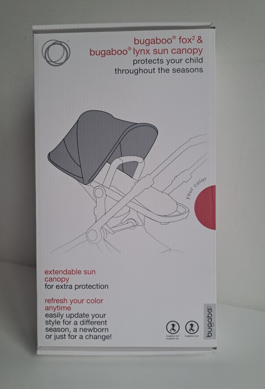 NIEUW! Bugaboo Fox / Cameleon / Lynx zonnekap - rood, Ophalen of Verzenden, Nieuw, Zonnekap