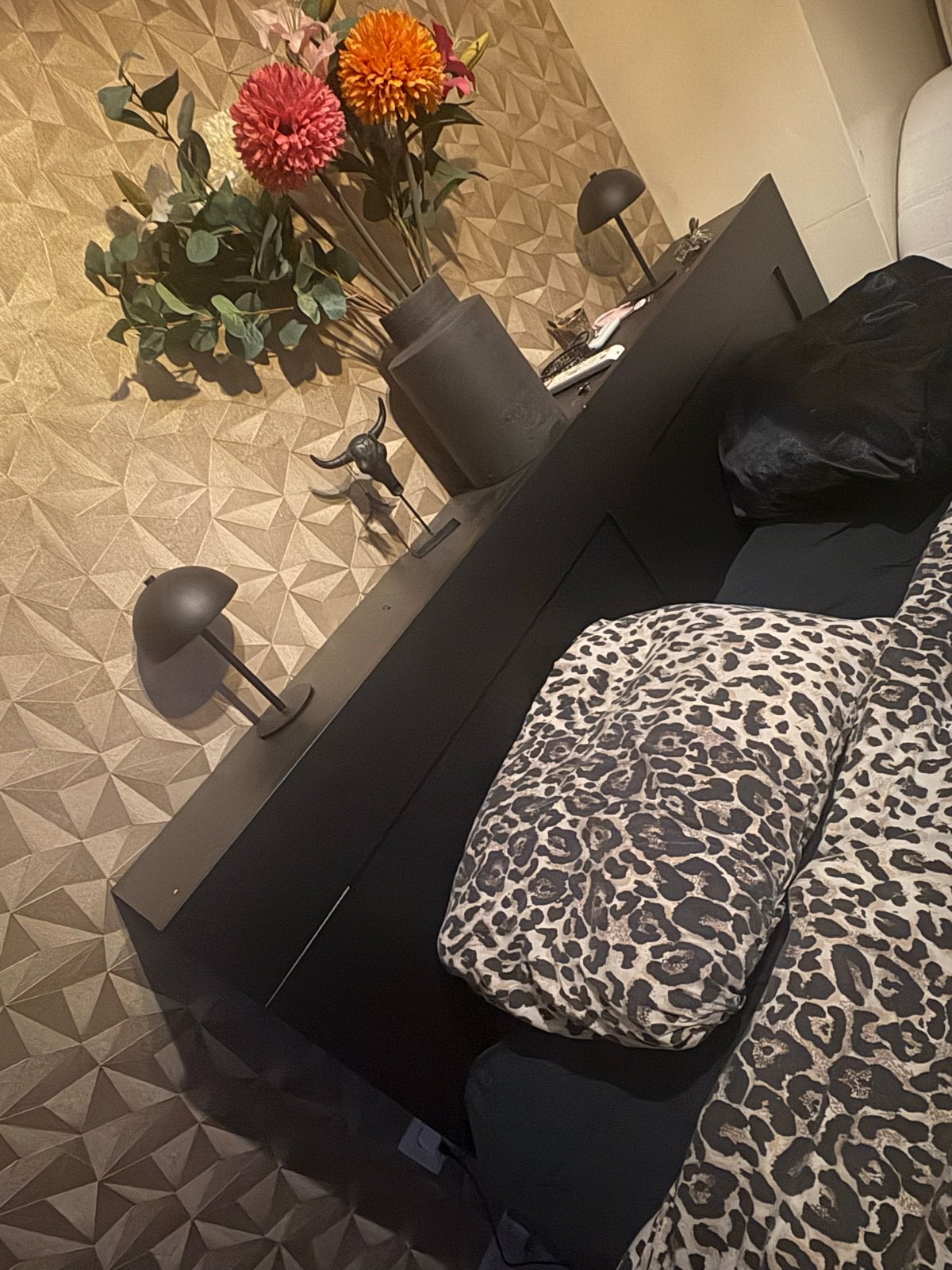 IKEA Brimnes bedombouw met opbergruimte, Gebruikt, Zwart, Tweepersoons, Ophalen of Verzenden