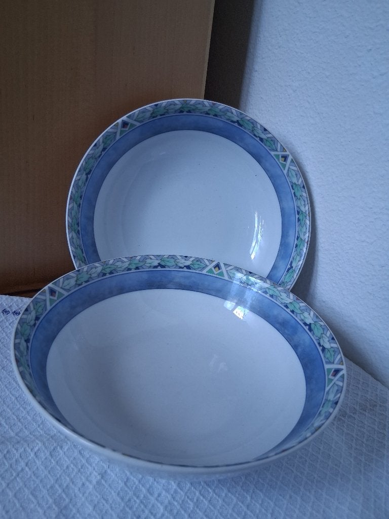 AH merison schaaltjes blauwe rand 6,00 p.st. *eureka*, Ophalen of Verzenden, Zo goed als nieuw, Albert Heijn, Bord(en)