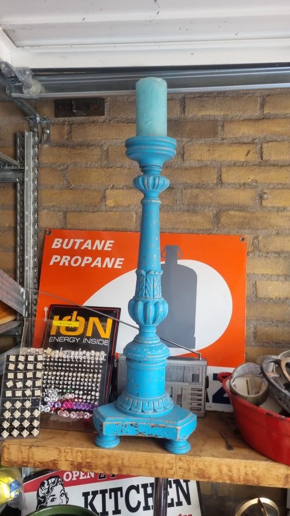 Ibiza Kandelaar Blauw met Kaars, Overige materialen, Gebruikt, 50 tot 75 cm, Blauw