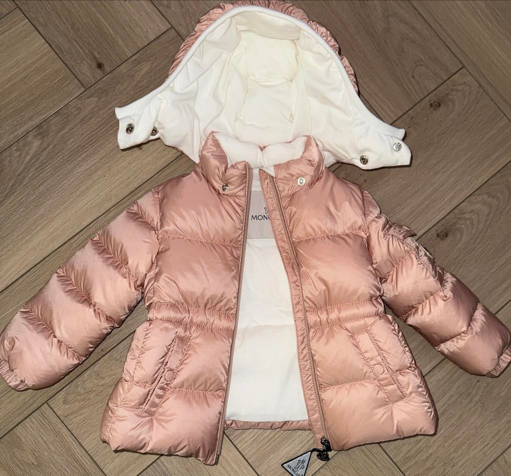 Moncler Roze Baby Jasje met Afneembare Capuchon, Ophalen, Nieuw, Meisje