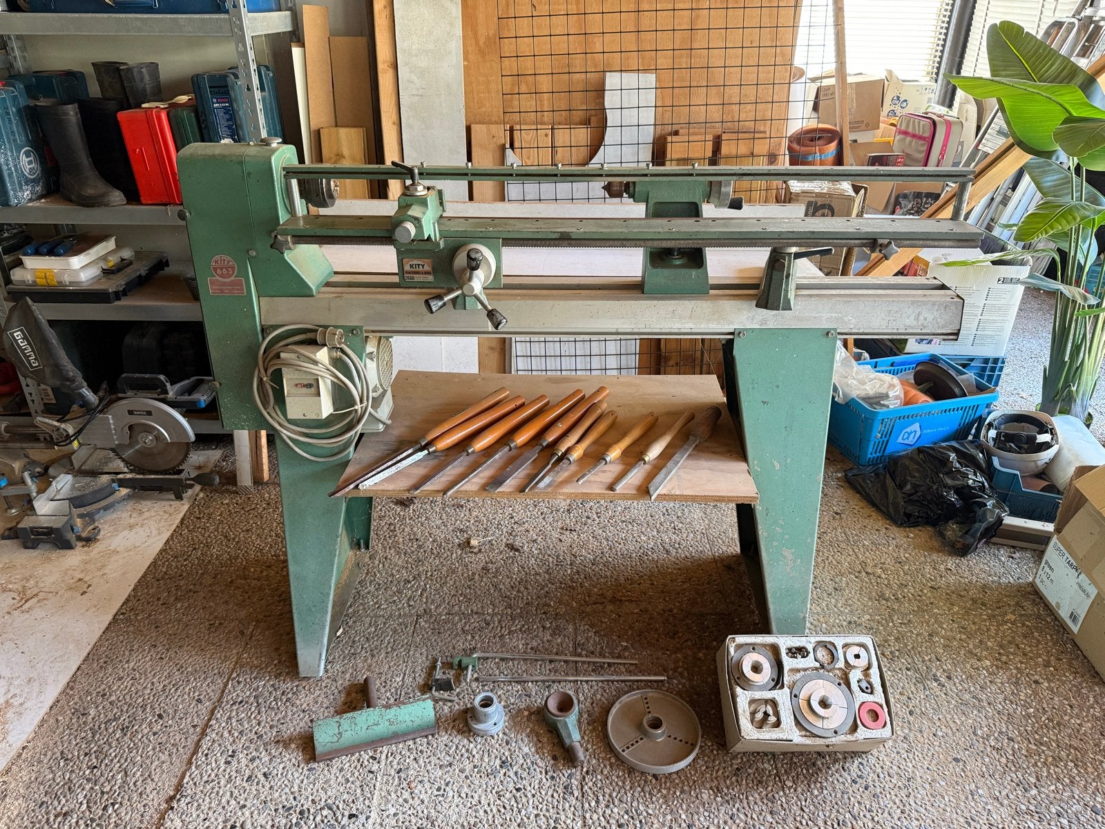 KITY 663 Houtdraaibank met accessoires, Doe-het-zelf en Verbouw, Draaibanken, Ophalen, Gebruikt, Houtdraaibank, 500 tot 1000 mm