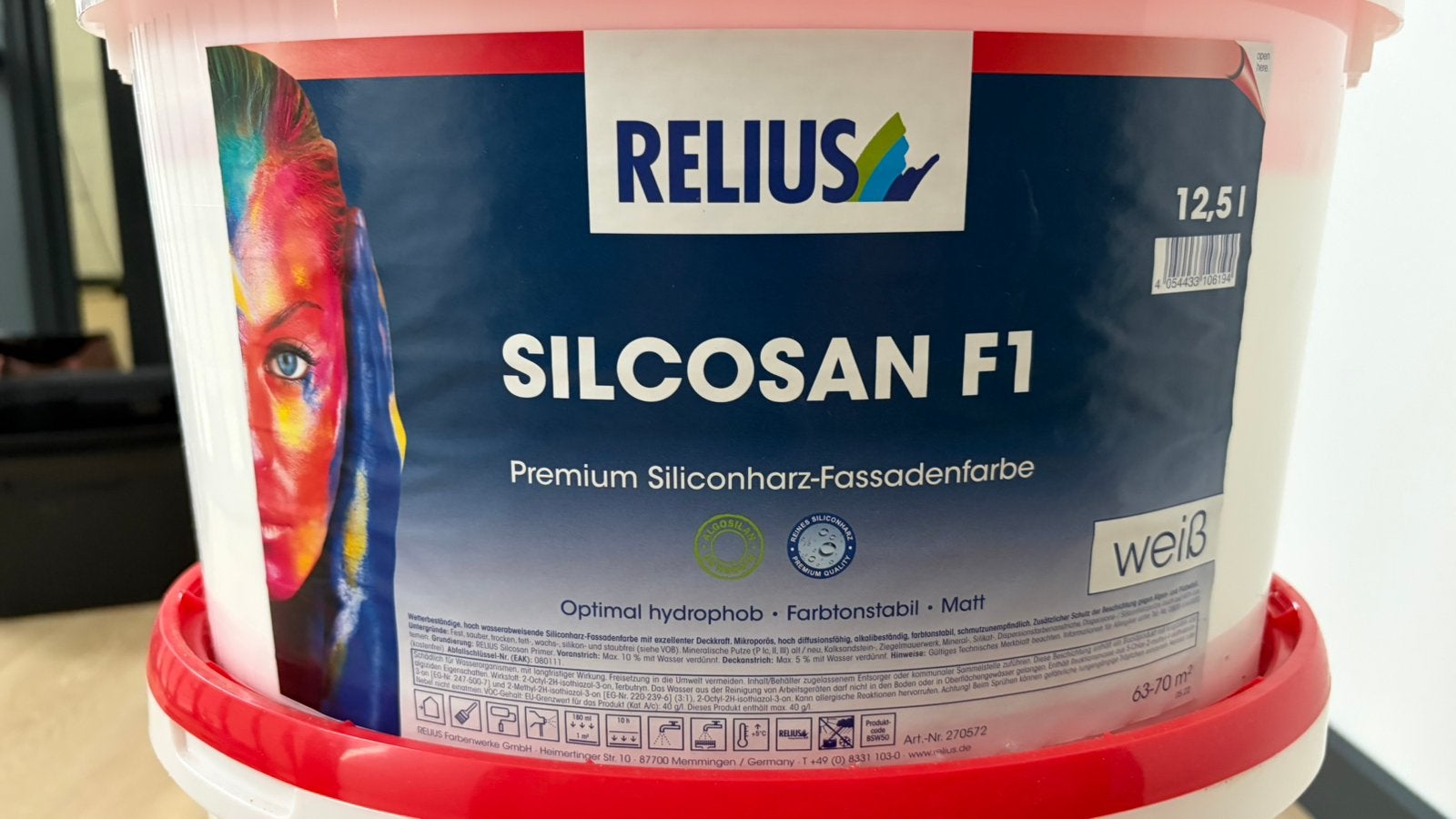 Latex Relius Silcosan f1 pearl coating 3x 12,5 liter wit, Ophalen, Wit, Nieuw, Verf