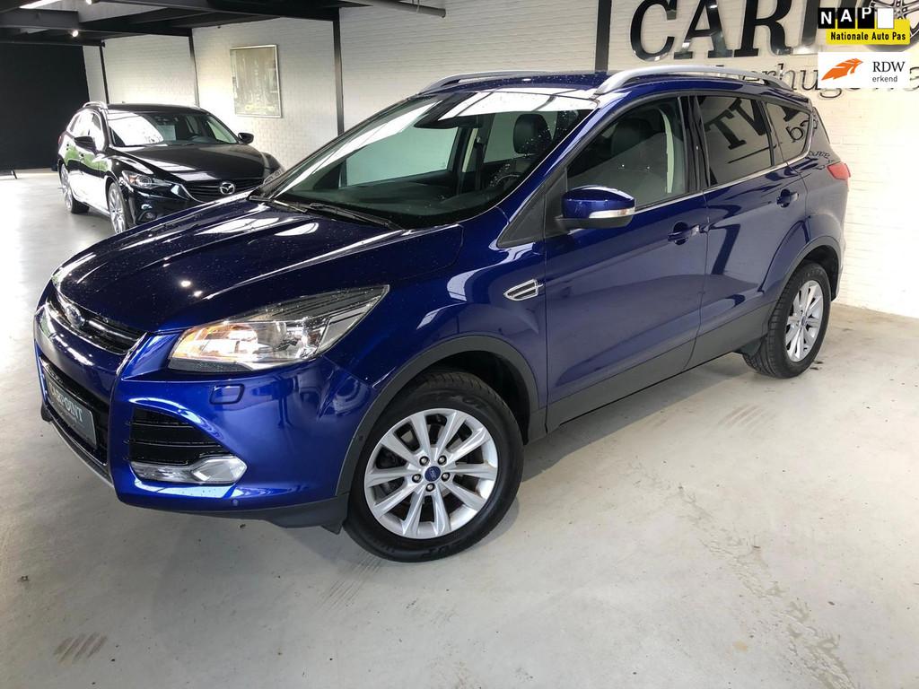 Ford Kuga 1.5 EcoBoost Titanium 150PK 2016 Cruise Clima Navi, 4 cilinders, 150 pk, Blauw, Leder en Stof
