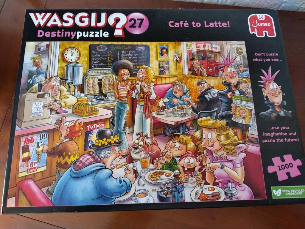 WASGIJ 27 Destiny puzzel - Cafe te Latte, Ophalen, 500 t/m 1500 stukjes, Zo goed als nieuw, Legpuzzel