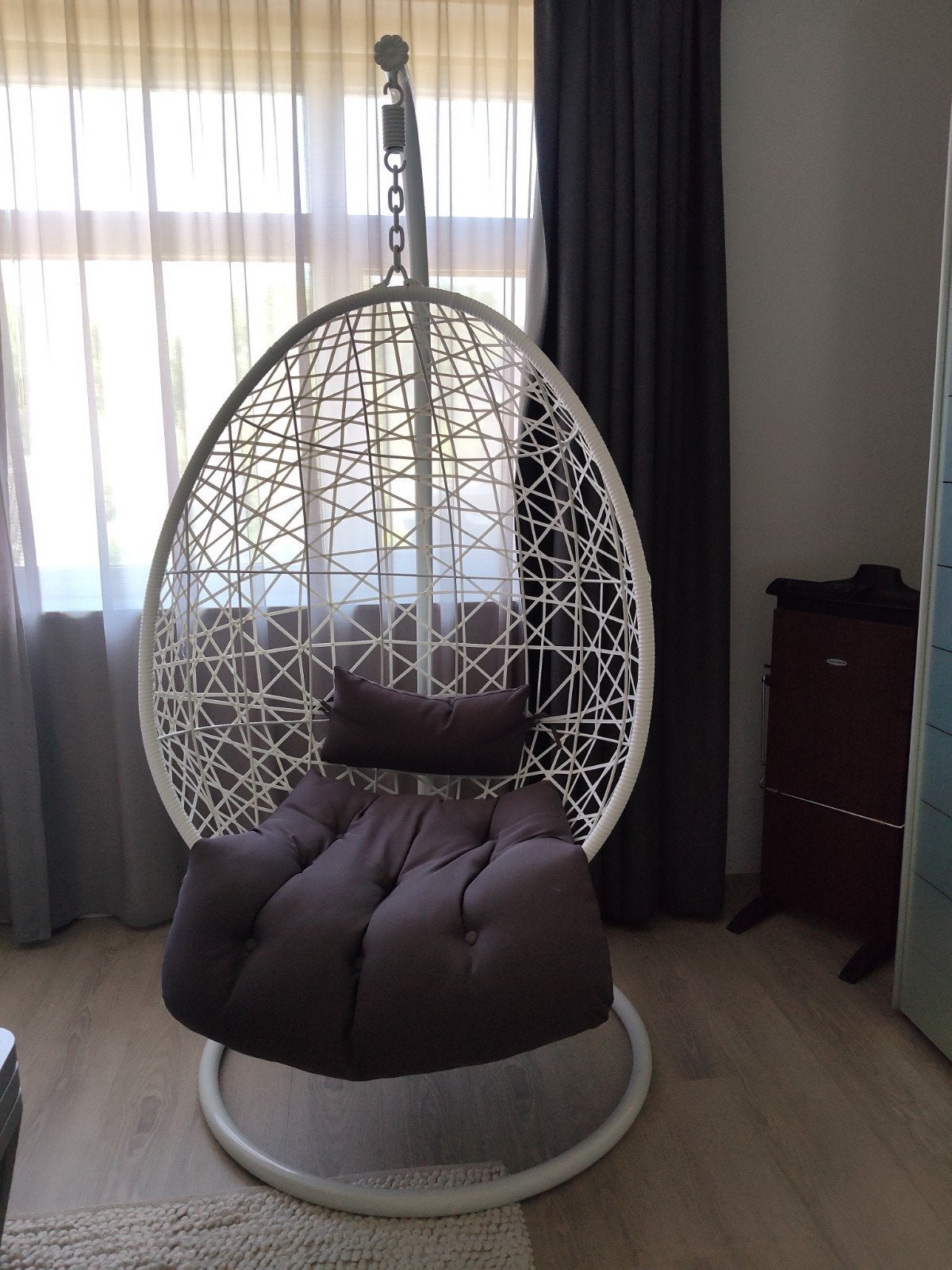 Xenos hangstoel met kussen - Comfortabel en stijlvol, Ophalen, Modern, Bohemian, Wit, Overige materialen