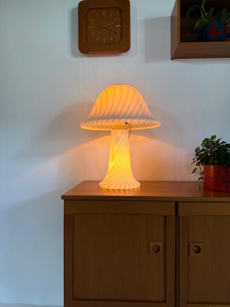 Vintage XL zebra mushroomlamp, Peill & Putzler ‘70, Ophalen of Verzenden, Zo goed als nieuw, Glas
