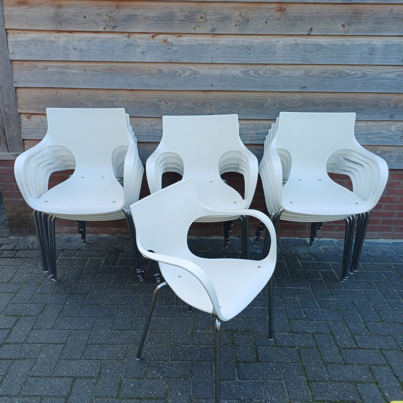 18 x design stoelen kantoor kantine partij stoelen, Ophalen, Gebruikt, Bruin, Vijf, Zes of meer stoelen