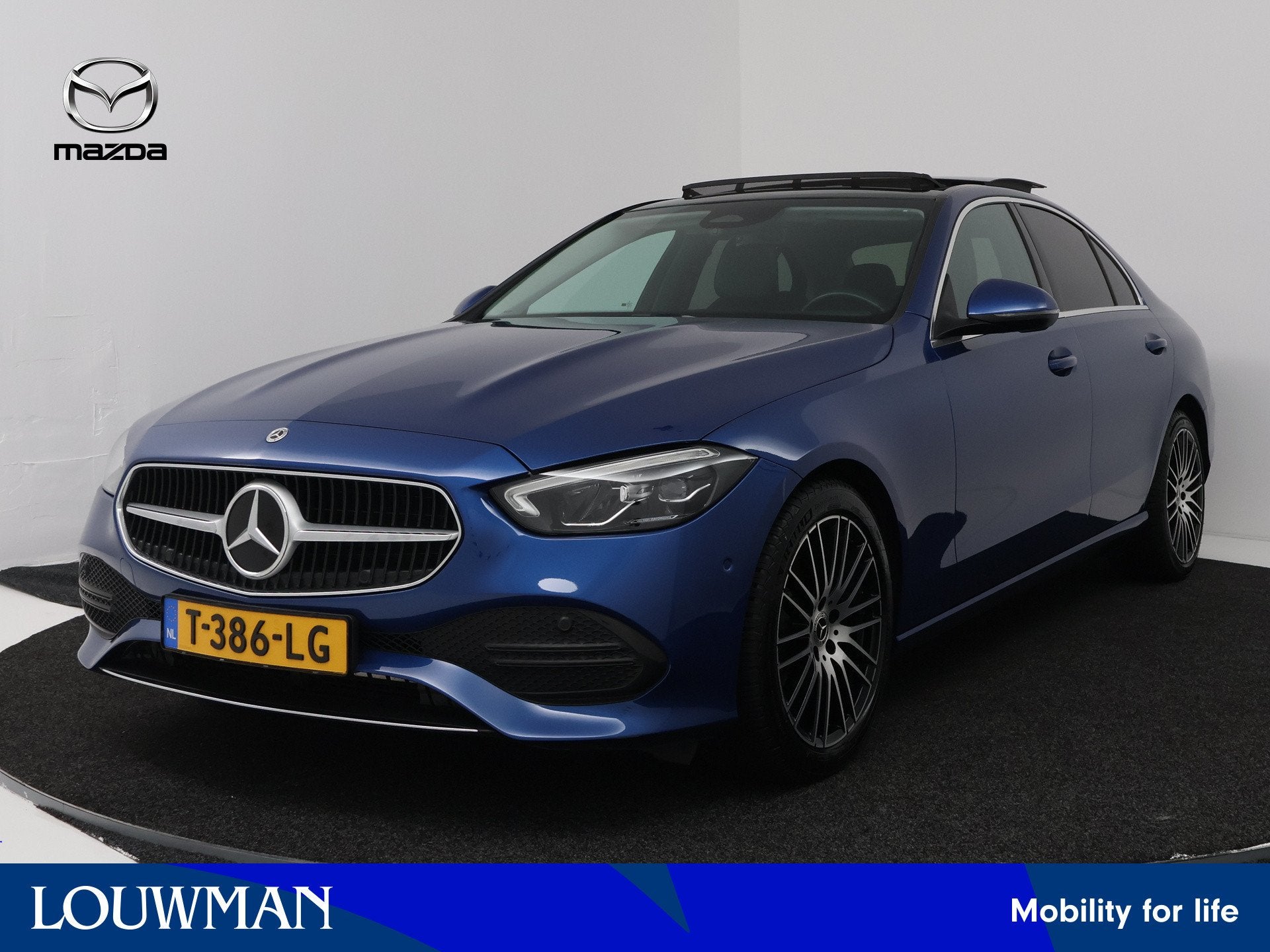 Mercedes-Benz C-Klasse 180 Luxury Line Automaat | Elec. schu, Auto's, 12 maanden, 4 cilinders, Blauw, Bedrijf