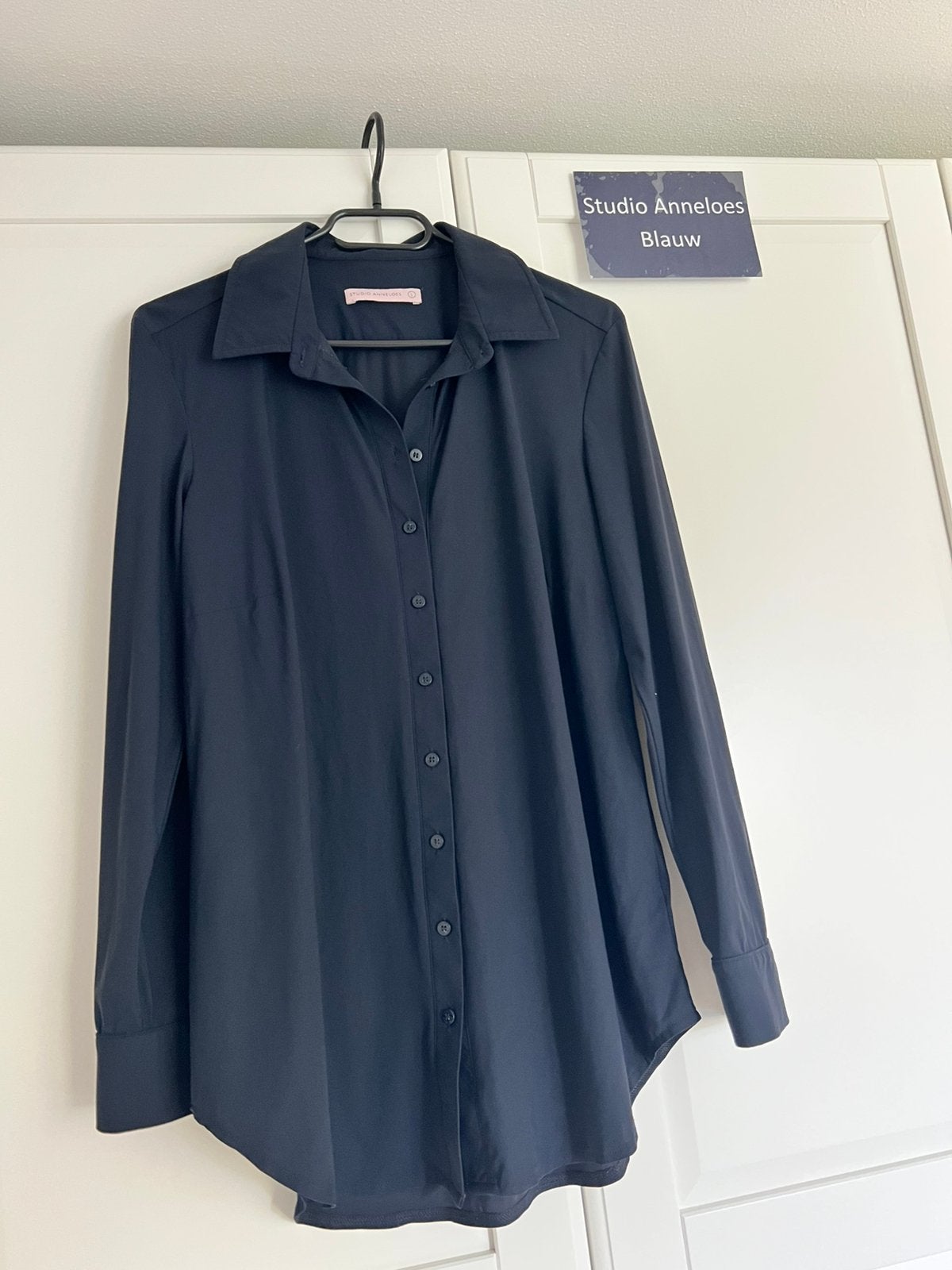 Studio anneloes poppy blouse L donkerblauw travelstof, Blauw, Ophalen of Verzenden, Zo goed als nieuw, X