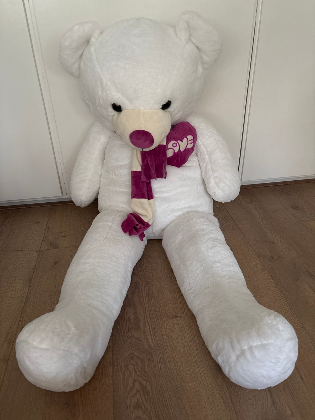 Grote witte teddybeer - 1.50m, Beer, Ophalen of Verzenden, Zo goed als nieuw, Met kleding of accessoire