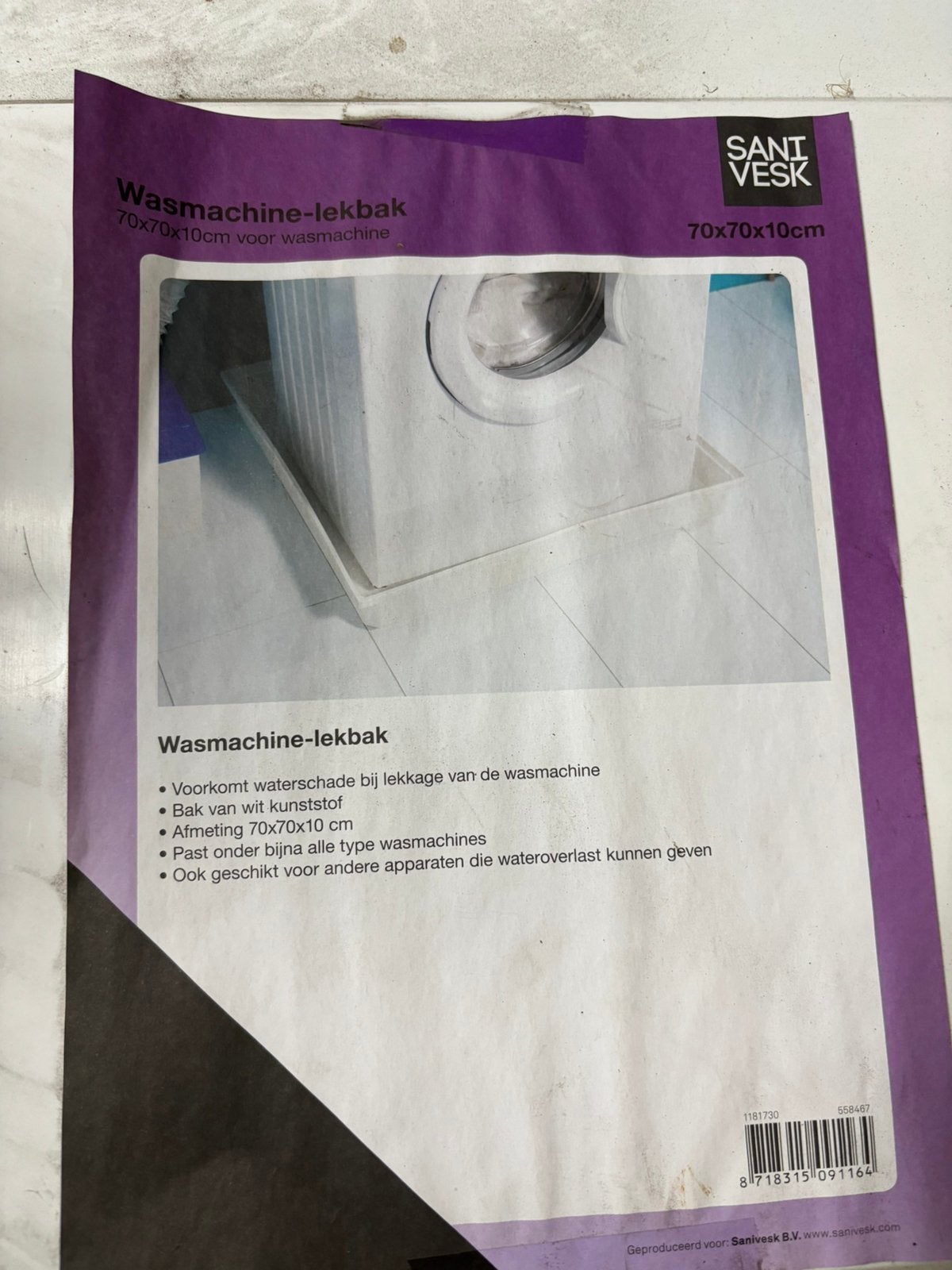 Nieuwe wasmachine lekbak 70x70x10, Ophalen, Nieuw