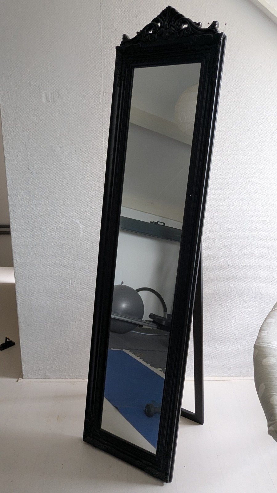 Zwarte Passpiegel met Barok Frame - Vrijstaand, Huis en Inrichting, Ophalen