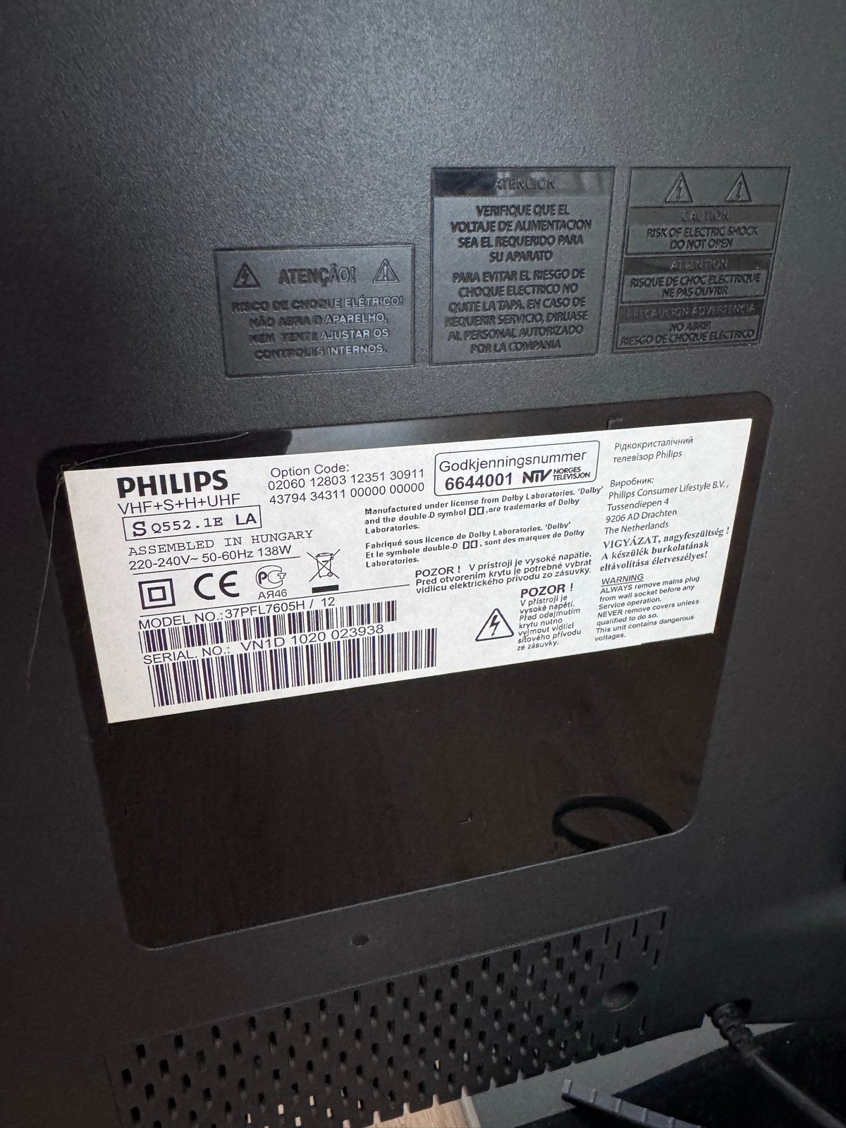Philips 37PFL4007H/12 Full HD LED TV met afstandsbediening, Ophalen, Philips, 50 Hz, 80 tot 100 cm