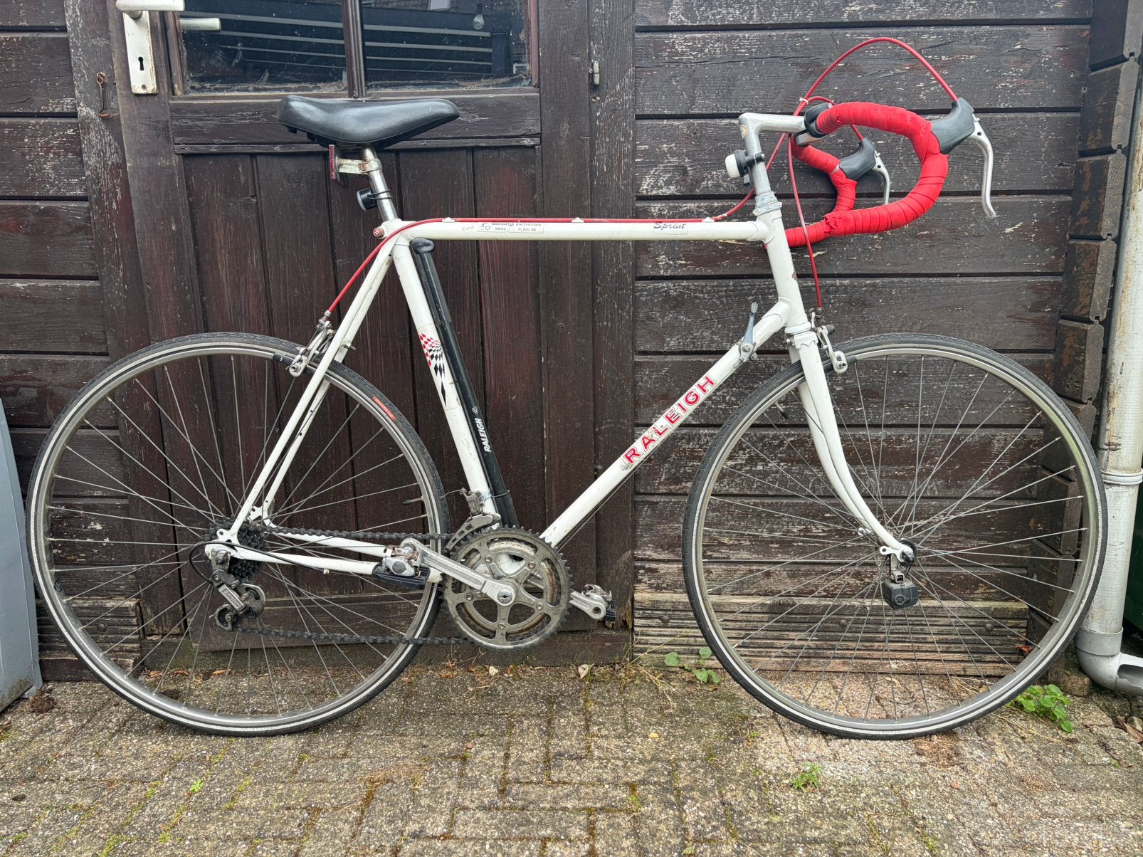 Raleigh rood wit racefiets - stadfiets, Gebruikt, Staal, Ophalen, Overige merken