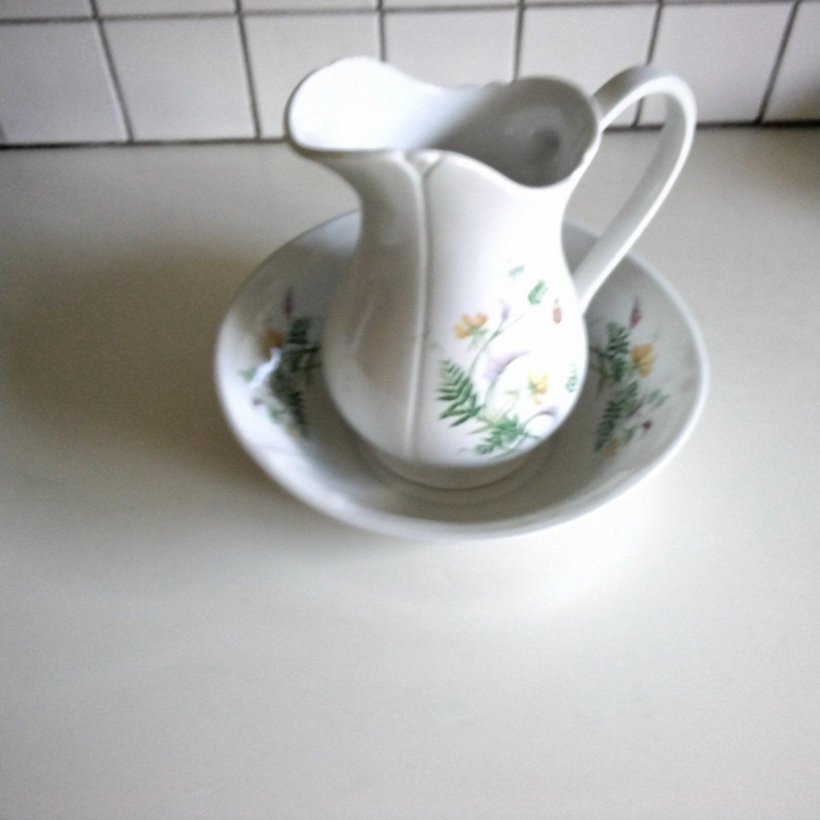 Engels staffordshire  lampetstel  met veldbloemen, Ophalen of Verzenden