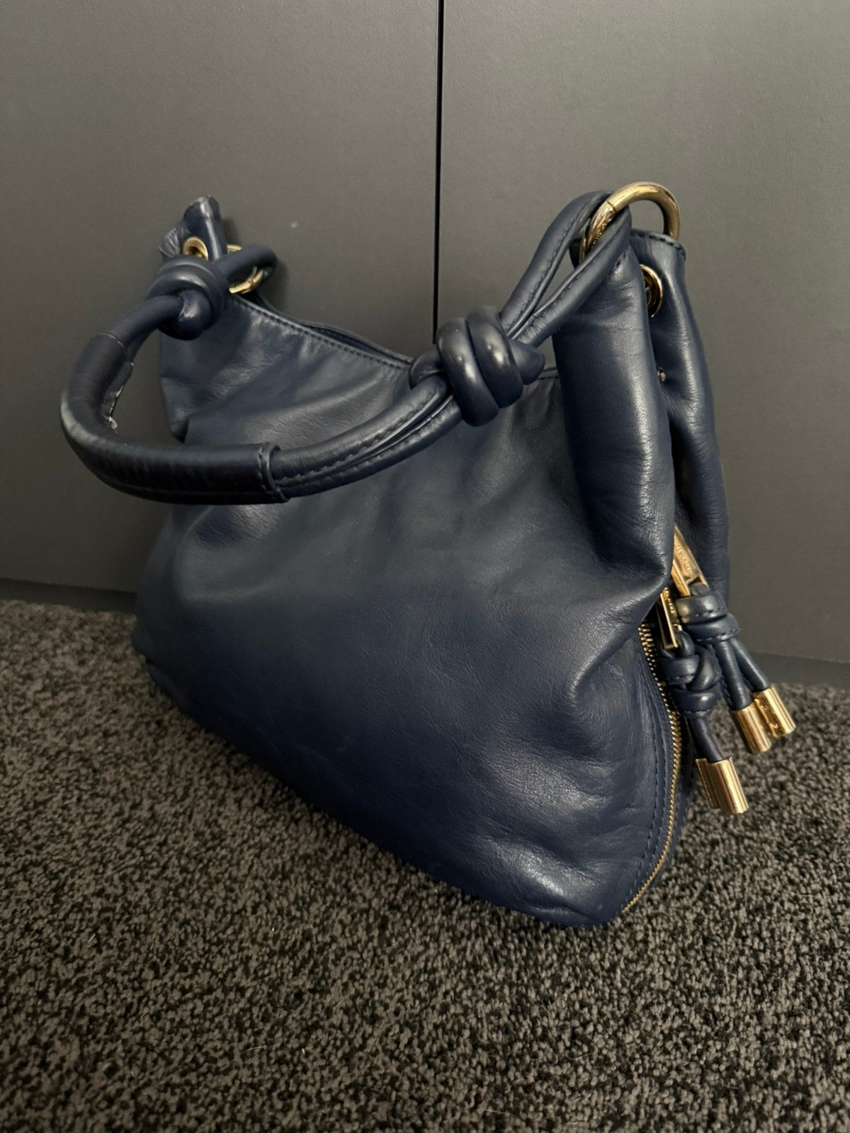 Michael Kors leer tas  top conditie, Ophalen of Verzenden, Zo goed als nieuw, Blauw, Handtas