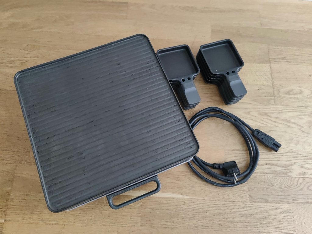 Tefal gourmetstel / raclette grill met tien pannetjes, Ophalen, Gebruikt, 4 t/m 7 personen